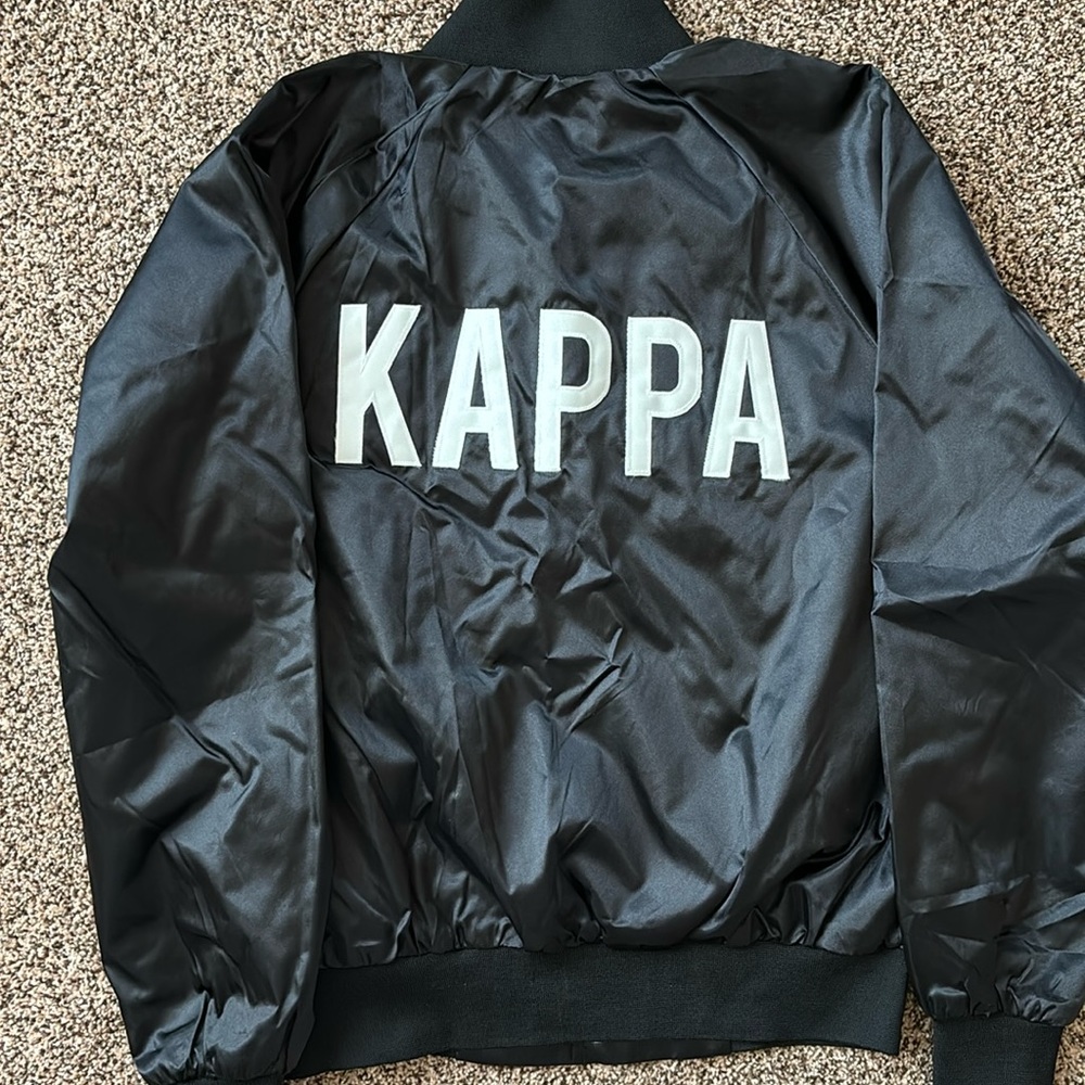 Kappa Kappa Gamma Black Satin Bomber Jacket